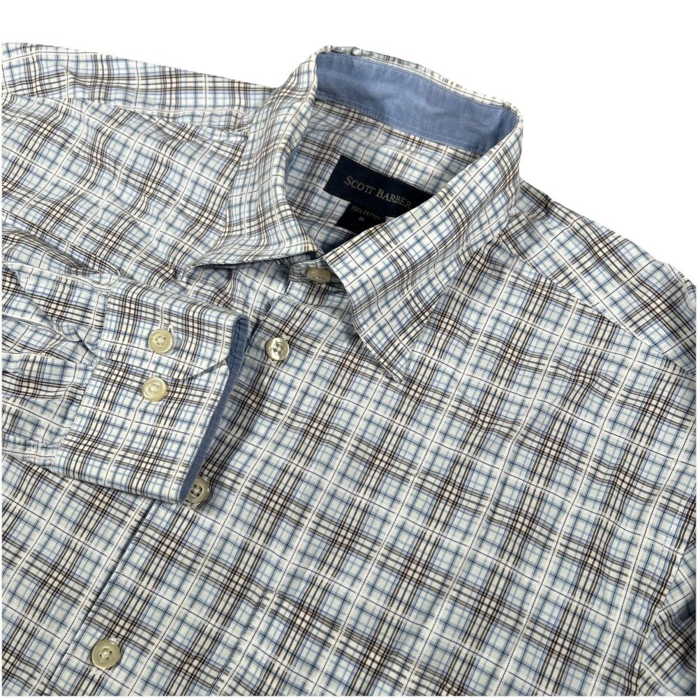 Scott Barber Men’s M Long Sleeve Plaid Button Down‎ Shirt EUC